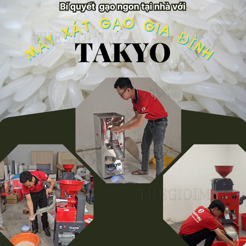 >Máy xát gạo gia đình Takyo: Chấm dứt nỗi lo về gạo kém chất lượng